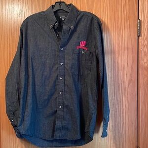 University of Wisconsin Badgers Plaid Check LS pocket work business shirt small